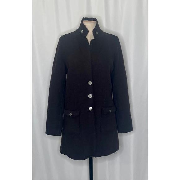 EILEEN FISHER Brown Felted Merino Wool Button Up Jacket Blazer Military Medium - Picture 3 of 14